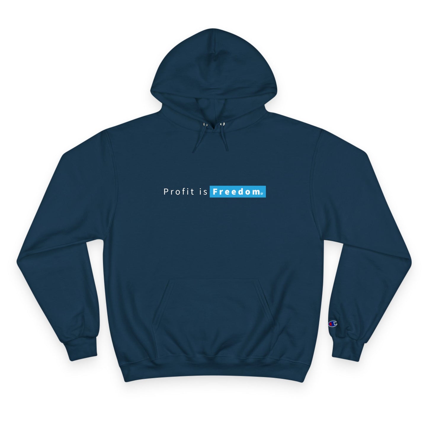 Hoodie — "Profit is Freedom." Minimalist White Champion Hoodie