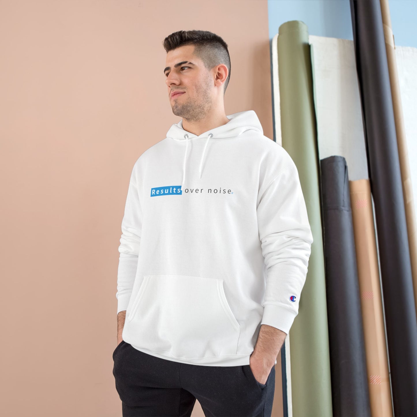 Results Over Noise Hoodie — Minimal Motivational Champion Hoodie