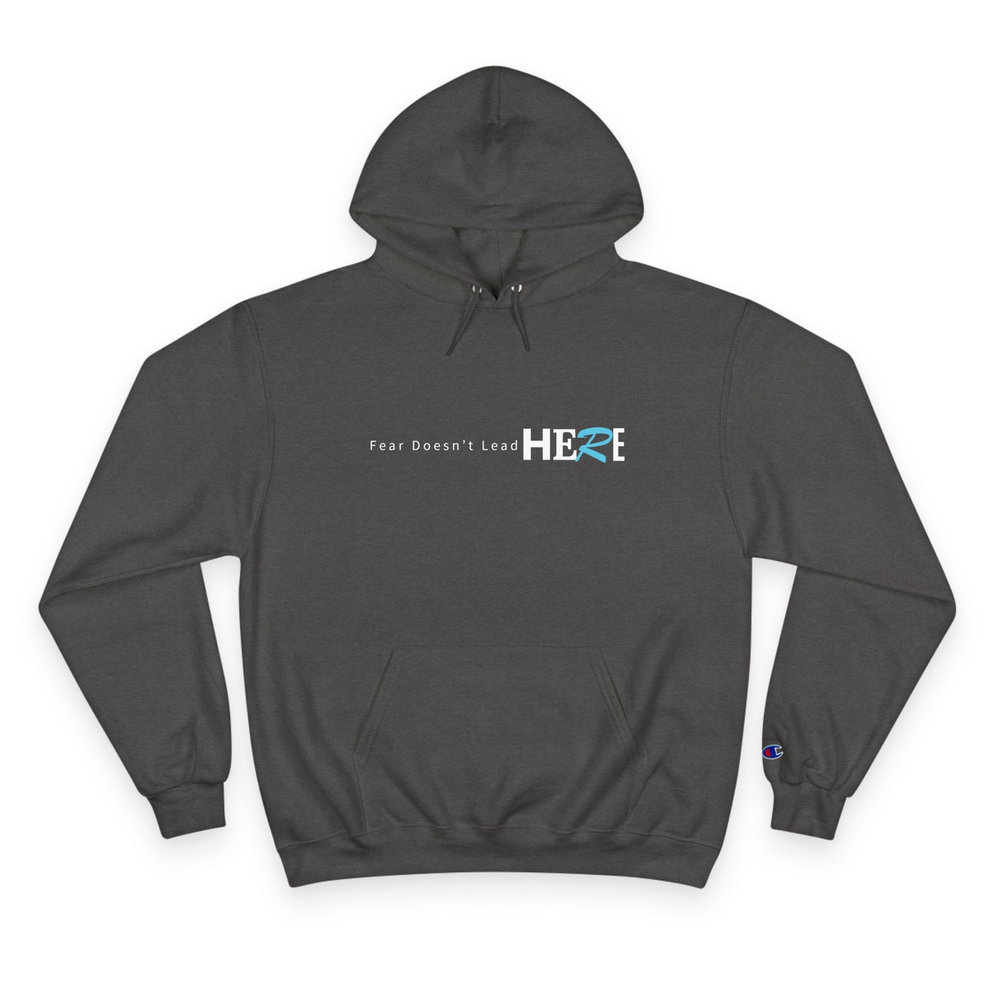 Champion Hoodie — Minimal "HERE" Logo Hoodie (White)