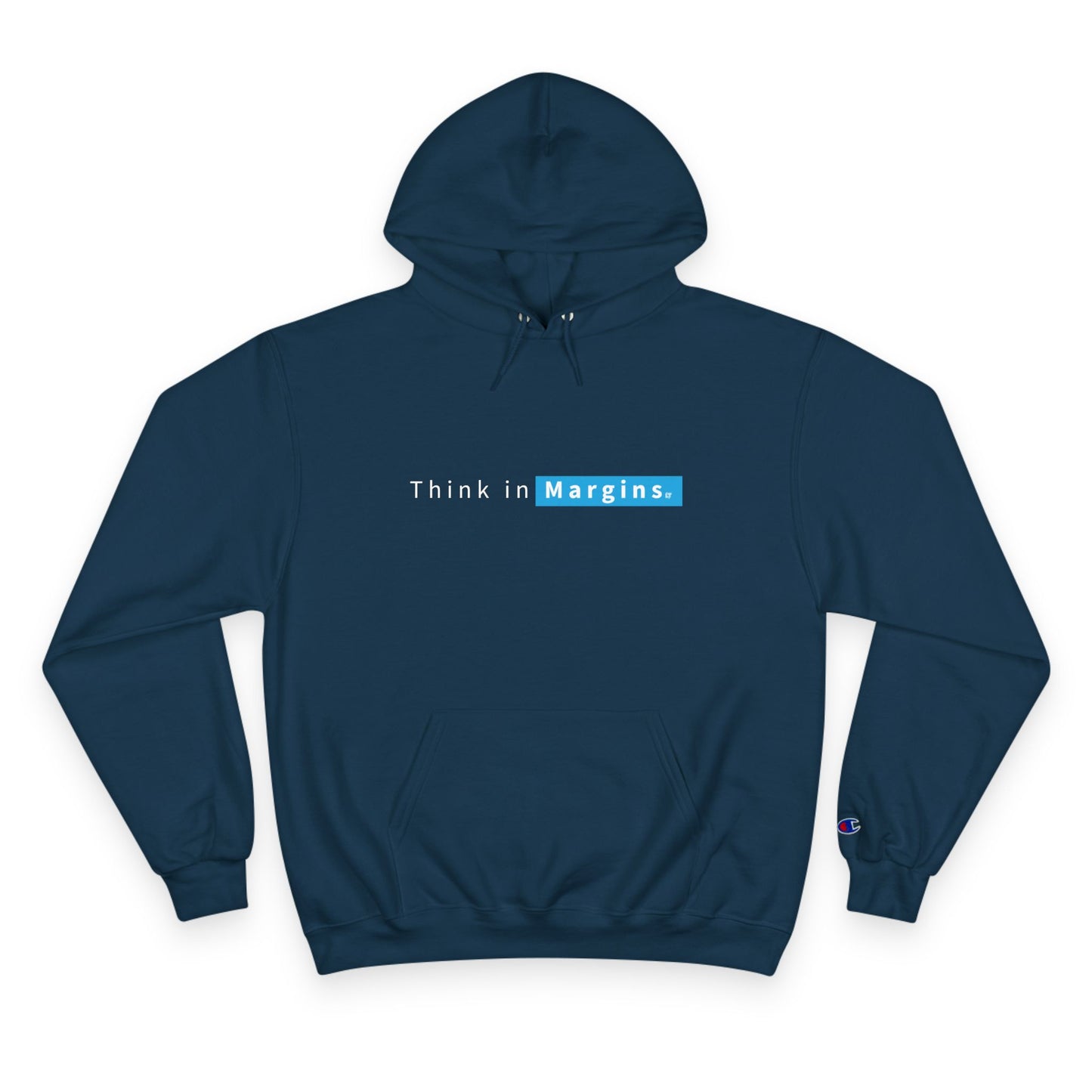 Think in Margins Champion Hoodie — Minimal White Inspirational Hoodie