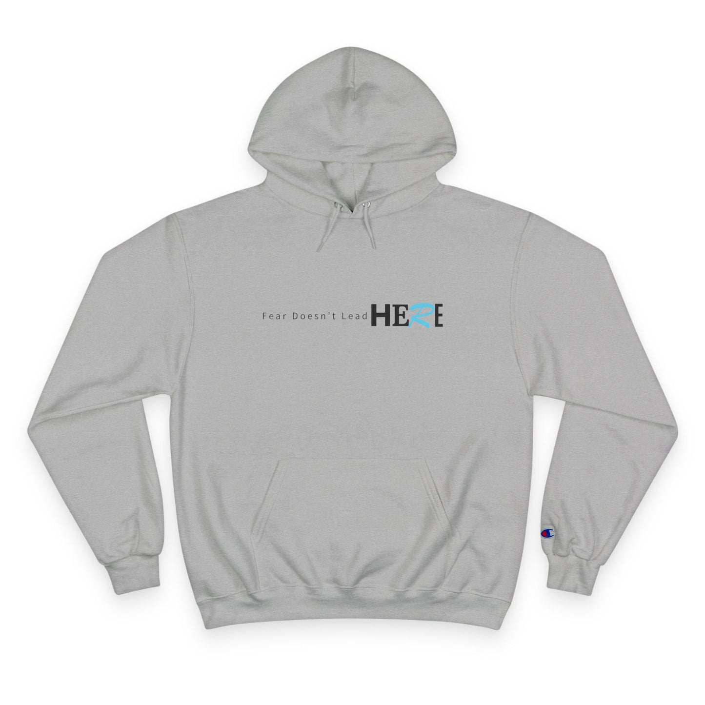 Champion Hoodie — Minimal "HERE" Logo Hoodie (White)