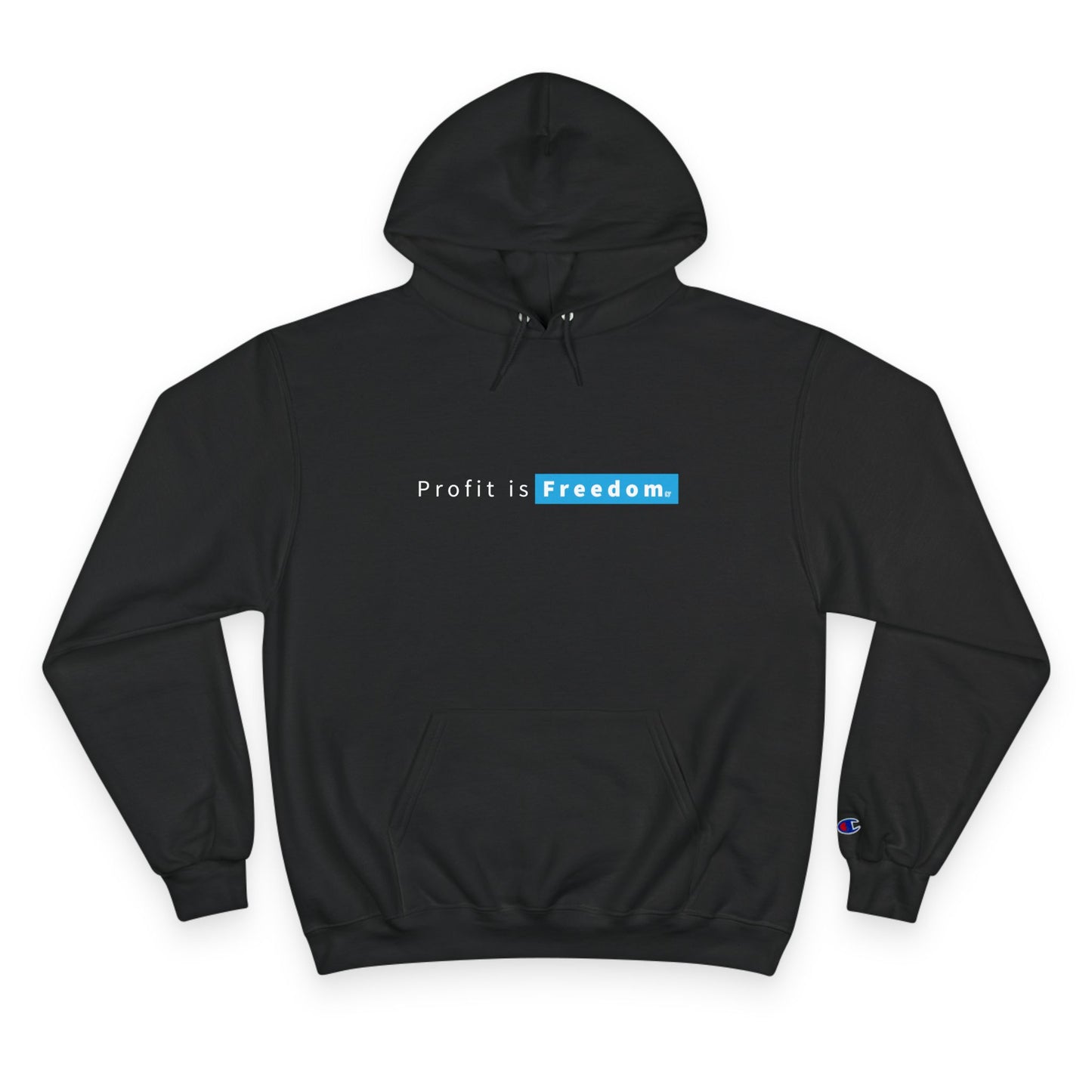Hoodie — "Profit is Freedom." Minimalist White Champion Hoodie