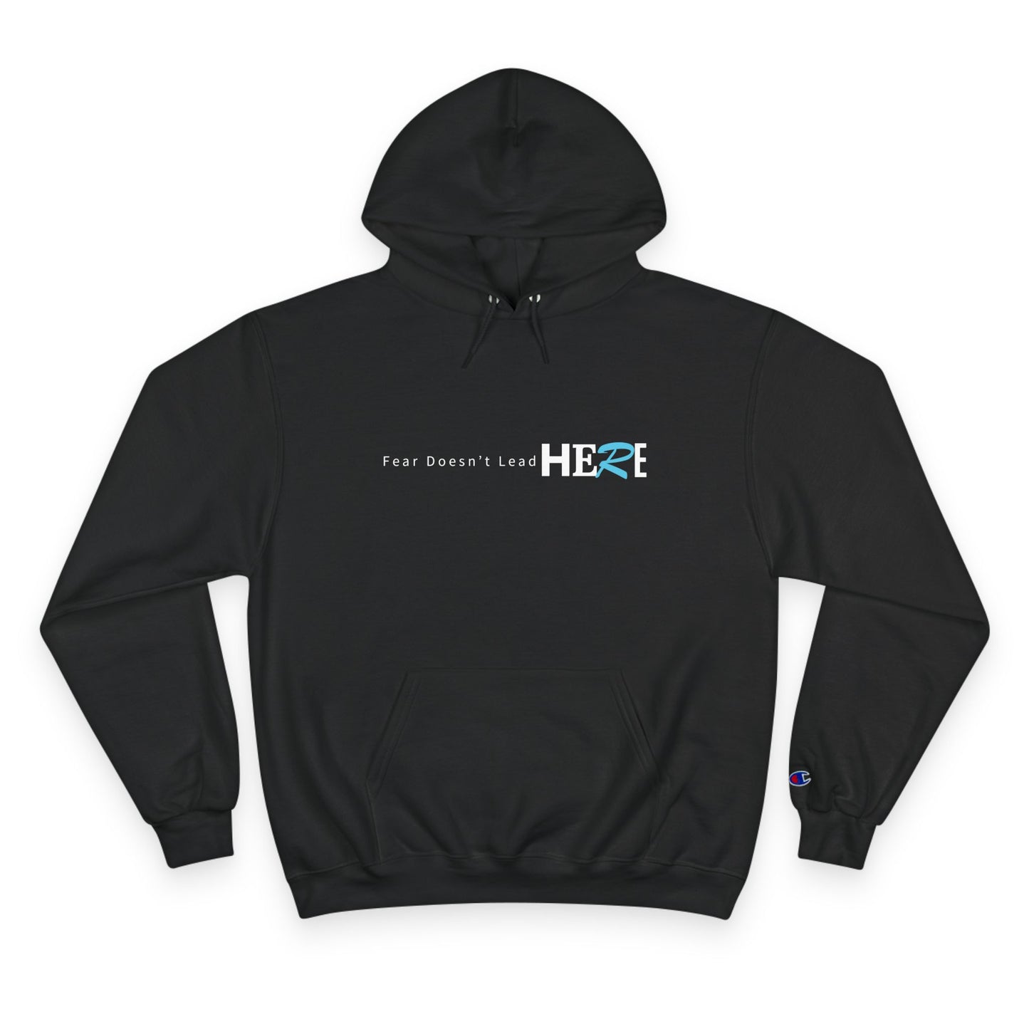 Champion Hoodie — Minimal "HERE" Logo Hoodie (White)