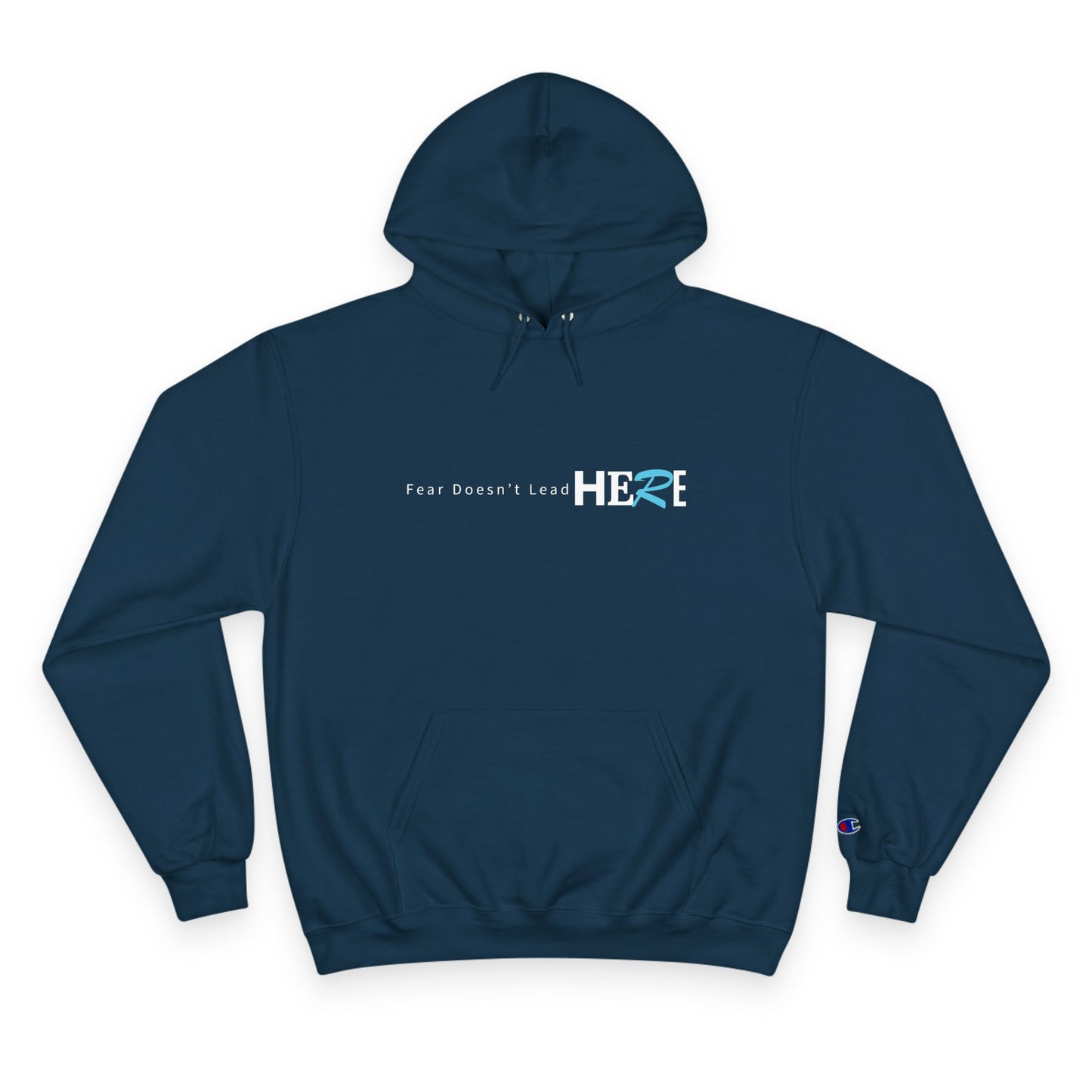 Champion Hoodie — Minimal "HERE" Logo Hoodie (White)