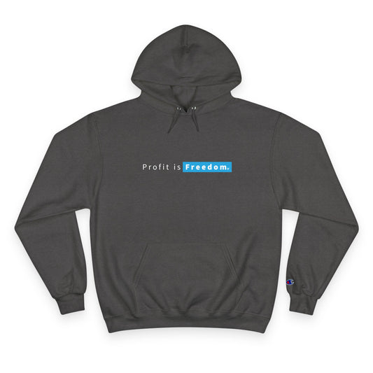 Hoodie — "Profit is Freedom." Minimalist White Champion Hoodie